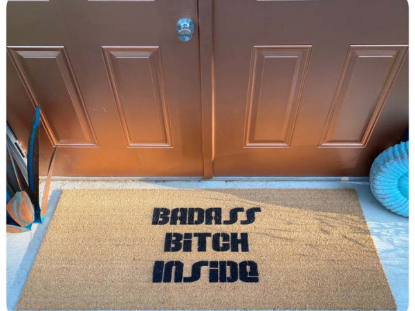 Badass Bitch Inside™ doormat ladyboss bachelorette party decor