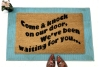 Come and knock on our door, and waiting for you, threes company doormat