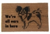 papillon warning guard dog on duty funny dog lover doormat all ears in here