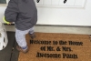 Welcome to the home of Mr. & Mrs. Awesome pants wedding gift doormat