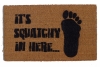 BIGFOOT Sasquatch doormat reading it's squatchy in here with lifesize bigfoot pr