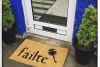 Scottish Fáilte and thistle or Irish Harp doormat