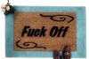 Offensive Fuck off natural coir doormat with custom border
