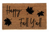 Happy Fall Y'all Falling  autumn leaves coir outdoor Doormat