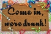 funny "Get ready to Day Drink" doormat with New years Eve party decorations