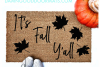It's Fall Y'all Falling Autumn leaves coir outdoor sustainable Doormat pumpkin