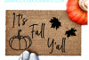 Lifestyle It's Fall Y'all Pumpkin Falling leaves Doormat with pumpkin and shoes