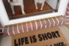 life is short funny french bulldog pug doormat