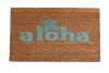 aloha tiki doormat welcome aqua paint on natural coir doormat
