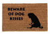 beware of dog kisses doormat with pug silhouette