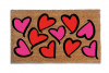valentines day coir damn good doormat with pink and red hearts all over