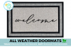 handwritten cursive welcome on an all weather doormat