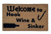 Hook, Line, Sinker fisherman's  doormat witha wine bottle and fishing hook