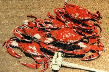 crab doormat RED steamed Maryland blue crabs