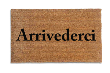 Arrivederci -See you later in Italian on an eco friendly coir doormat