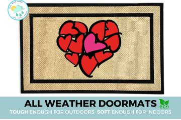 all weather cream Valentines Day heart pink red damn good doormat