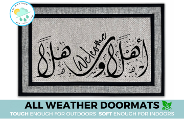all weather Ahlan Wa Sahlan Arabic Welcome indoor outdoor doormat