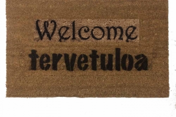 Bilingual English tervetuloa Finnish-  welcome in doormat