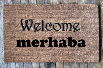 Bilingual English Turkish merhaba welcome mat