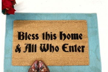 Bless this home and all who enter sweet christmas doormat damn good