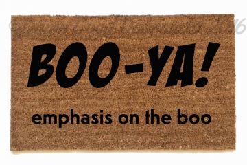 Boo ya! Emphasis on the boo. Funny Ghostbusters halloween doormat