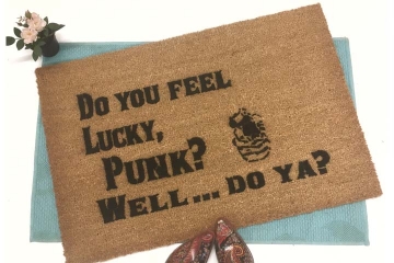 Do you feel lucky Punk? Gun warning doormat