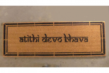 Hindu atithi devo bhava Guests are God Welcome in Hindi doormat