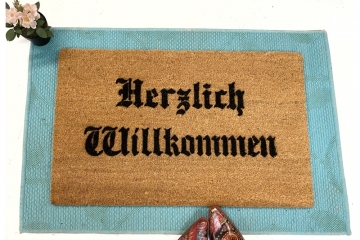 Herzlich Willkommen German Olde style doormat