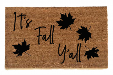 It's Fall Y'all Falling Autumn leaves coir outdoor sustainable Doormat