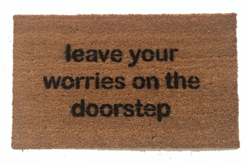 Leave your worries on the doorstep zen mantra housewarming gifts doormat