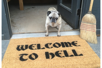 Welcome to Hell doormat gothic home halloween doormat with a pug