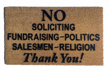 outdoor coir "No Soliciting/politics/religion/salesmen" go away doormat