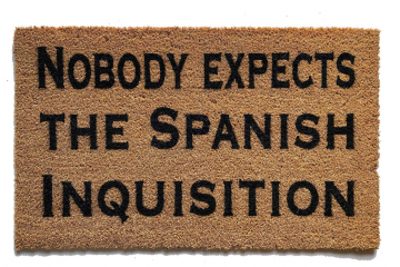 Nobody expects the Spanish Inquisition funny Monty Python doormat