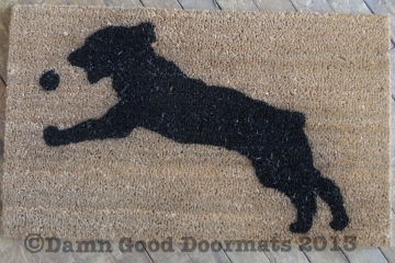 Springer Spaniel catching ball doormat by Damn Good Doormats