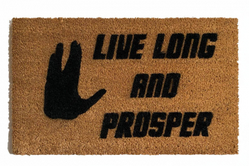Live Long & Prosper Star Trek Doormat with vulcan greeting hand symbol