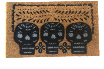 Halloween sugar skulls Mexican Papel Picado Day of the Dead doormat