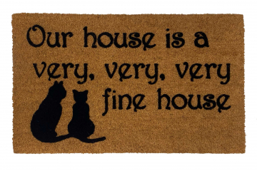all weather doormat reading our house is a very fine house with 2 black cats