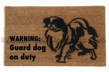 Japanese Chin funny WARNING: guard dog on duty doormat