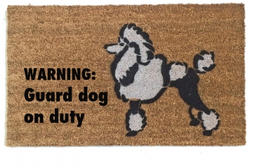 Toy Poodle WARNING: Guard dog on duty funny doormat