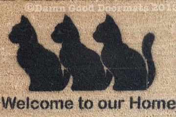 Cats- welcome to our home-  Hand Painted doormat