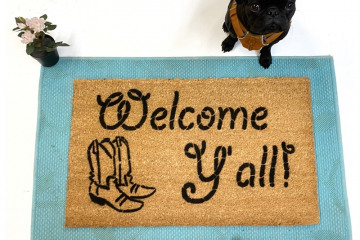 Welcome Y'all doormat with cowboy boots