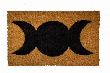 coir sustainable doormat with WICCAN  Moon image on it