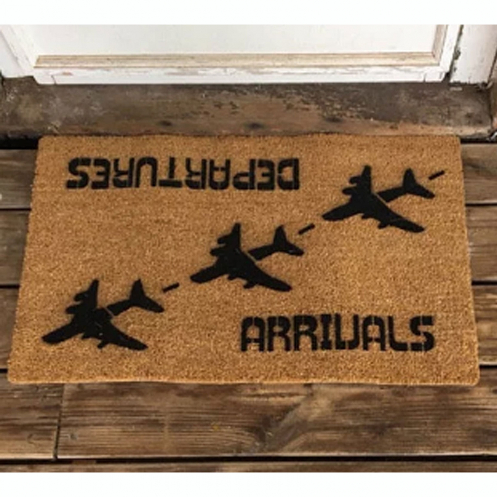 Arrival/ departure funny airline aviation doormat | DAMN GOOD DOORMATS