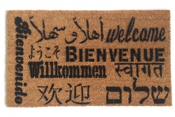 Welcome in all languages multi lingual doormat