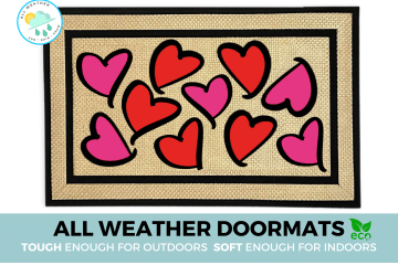 Valentine's Day Pink and Red Hearts all over doormat