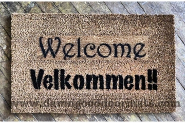Bilingual English Norwegian AND Danish  Velkommen doormat