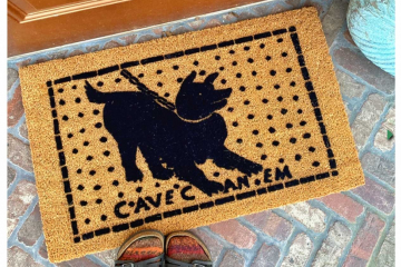 FLOCKED Cave Canem Pompeii mosaic "Beware of Dog"  Doormat
