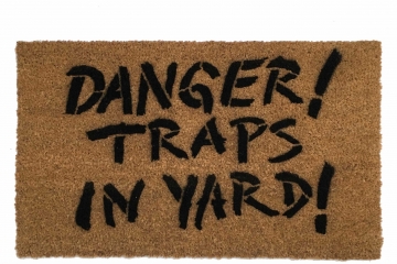Danger TRAPS in yard Walking Dead Zombie Halloween doormat