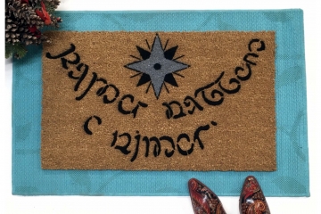 JRR Tolkien Elvish language 2 color nerdy doormat