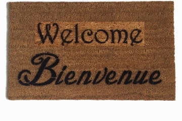 English and French Bienvenue doormat